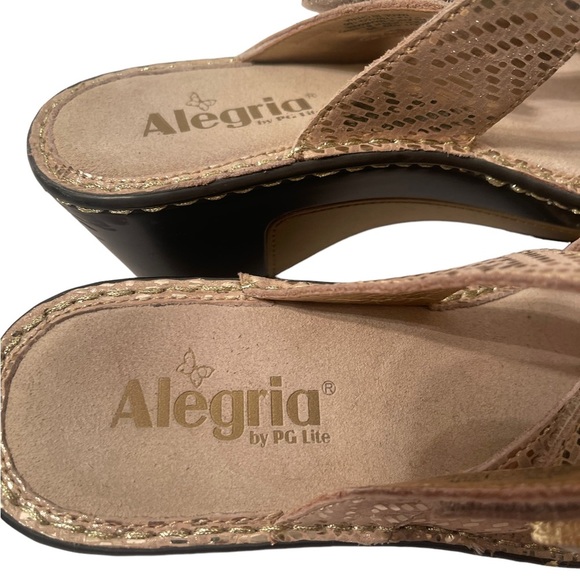 Alegria Wedge Shoes Metallic Gold Size 39 - Picture 8 of 11